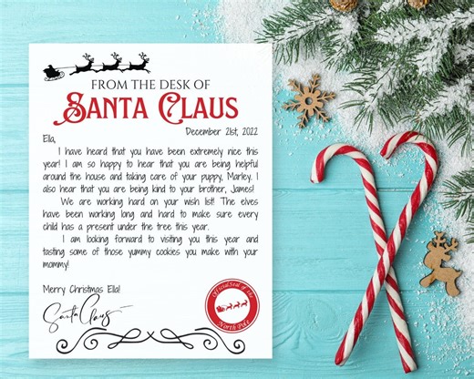 Personalized Santa Letter Template: Printable Christmas Letter From Santa for Kids, Editable at Home - Etsy Australia