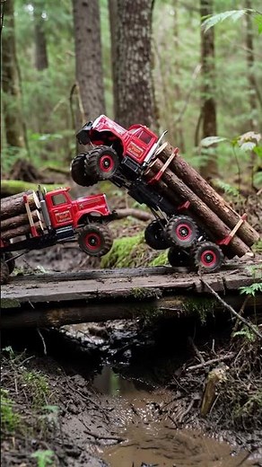 RC Logging Trucks Fight for the Bridge!