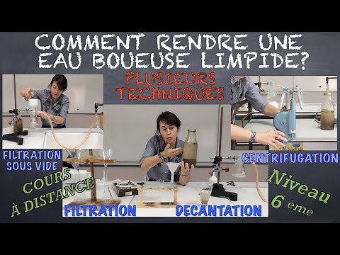 Comment rendre une eau boueuse limpide? Filtration-Décantation-Centrifugation-Filtration sous vide.