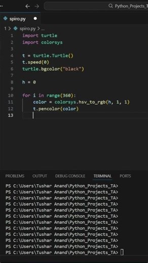 Glowing Spirograph Animation in Python 🔥 #coding #python #pythonprogramming #programming #turtle
