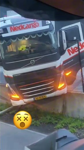 Truck Fails to Park Properly and Breaks Through Fence! 😱 🚛😵#trucker #fail