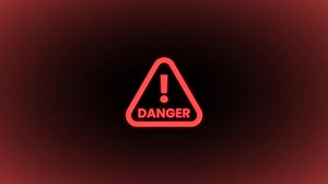 Download Red triangular danger warning overlay with exclamation mark for alert videos, safety messages, or emergency announcements. for free