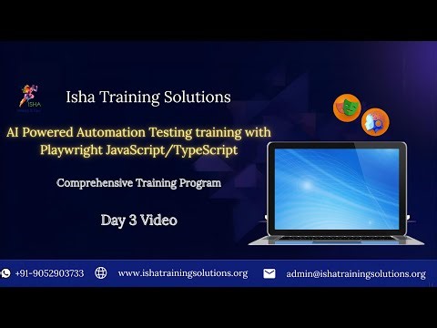 Playwright & JavaScript Day 3 Video On 13th January 2026. contact or whatsapp us on +91-9052903733.