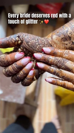 Red Glitter French Bridal Nails ❤️✨ Perfect Wedding Nail Art #youtubeshorts #trending #viral