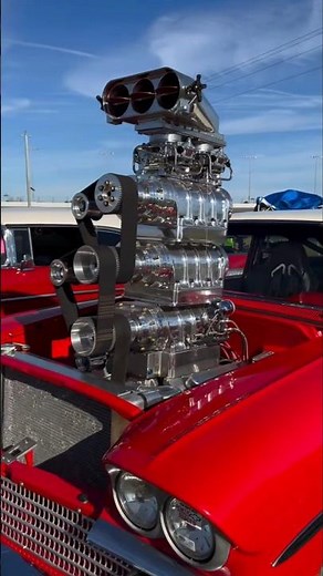 1958 Chevrolet Biscayne with 3 8-71 blowers on a 504 big block V8