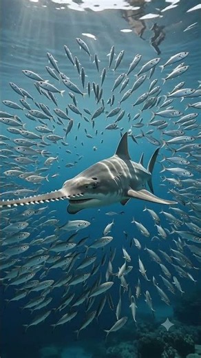 Sawfish gliding through ocean #AquaticLife #MarineLife