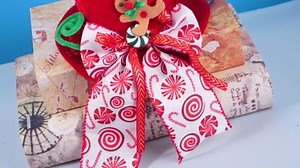 Gingerbread Christmas Tree Topper 4.7 Inch Mini Red Top Hat Tree Topper with Bow Red White Peppermint Cane Candy Gingerbread Man Christmas Decorations for Home Winter Holiday Party Decor