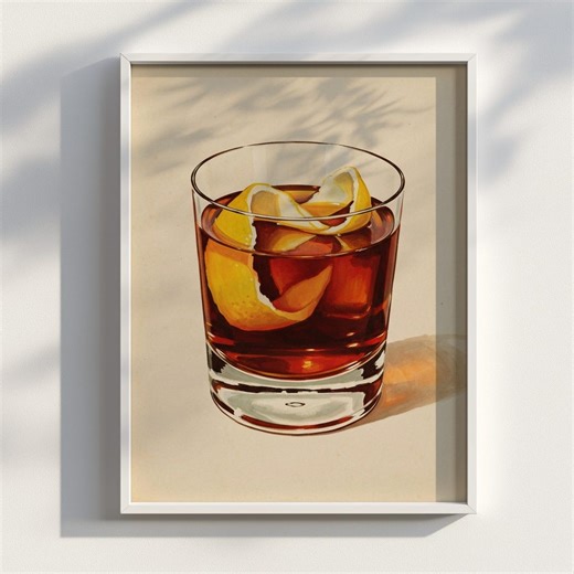 Vieux Carre Cocktail Print | Retro Bar Art | Bar Cart Decor | Printable Download - Etsy