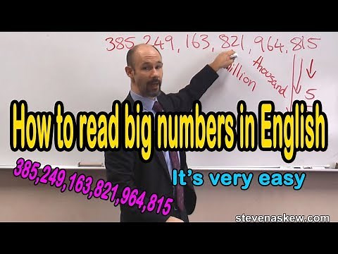 How to read big numbers in English with worksheet