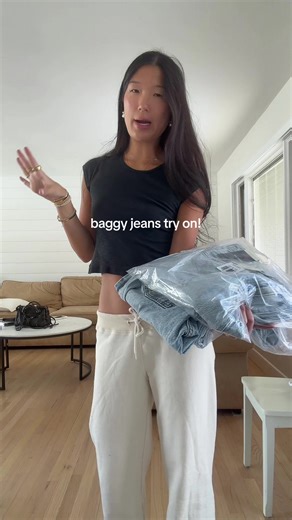 on a mission to find the perfect slouchy low rise jeans lmk which size to keep!! @Levi’s #tryon #baggyjeans #levis