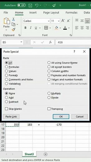 How to subtract value without formula in excel #excel #exceltricksandtips
