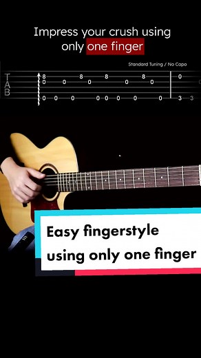One finger simple fingerpicking = 😍 #guitartabs #guitartutorialforbegginers #easyfingerstyle