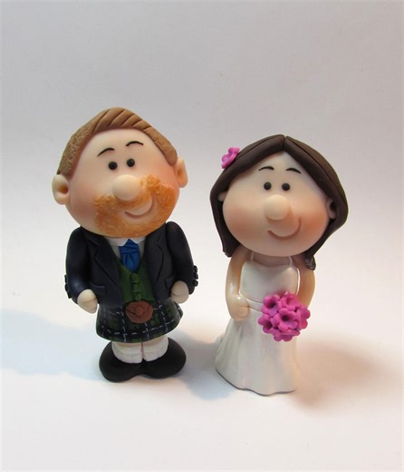 Custom Mini Bride Groom Wedding Cake Topper | Handmade Clay Figurine Keepsake | Personalised From Photos