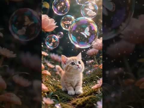 Rainbow Bubble Cat 😂 #cat