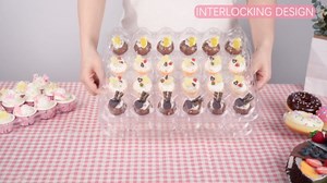 LotFancy Mini Cupcake Containers 24 Count, 12 Sets, Plastic Cupcake Holder with 288 Mini Cupcake Liners, Clear Disposable Cup Cake Carriers with Detachable Dome Lid