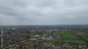 Aerial Footage of Saint Neots Town of Cambridgeshire, England United Kingdom