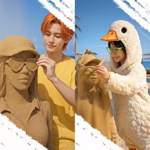 Split screen. Mixed worlds.K-pop Demon Hunters × Sand Sculpture ⚔️🏜️Two videos — one vibe. #dance