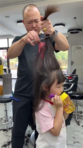 The moment her wisps of hair fell, she exuded elegance! #barbershop
