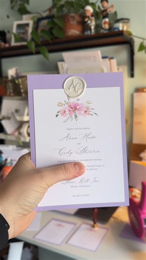 Wedding Invitations | Semi-Custom & Fully-Custom Wedding Invites on Instagram: "Double layer wedding invitations with a custom wax stamp❤️‍🔥🫶 #weddinginvitations #weddinginvites #weddingstationery #weddingdetails #reelslove"