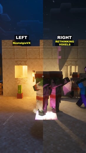 VexelVille - Minecraft Shaders on Instagram: "Shaders with better light shadows? 💡 Minecraft shaders comparison. Left: NostalgiaVX - by RRe36. Right: Rethinking Voxels - by gri573. - #minecraftrealistic #minecraft #rethinkingvoxels #nostalgiavx #minecraftshaders"