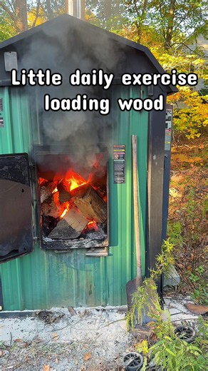 So far so good. Boiler up to temp and running nice. Let’s load it up for those low temperatures again. #boiler #wood #woodboiler #firewood #woodstove
