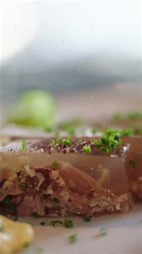 Detailed meat aspic terrine with chives