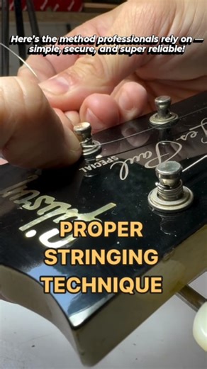 Sir's Guitar Classes on Instagram: "Proper Guitar Stringing Technique #3 Most tuning issues come from improper stringing, not the tuners themselves. Here’s the method professionals rely on — simple, secure, and super reliable! After 10+ years and thousands of guitars, this technique still delivers: ✅ Perfect amount of wraps every time ✅ No slipping, no tuning instability ✅ Zero risk of string pull-through ✅ Quick removal when needed ✅ No fancy knots or string winder required Keep it clean, keep 