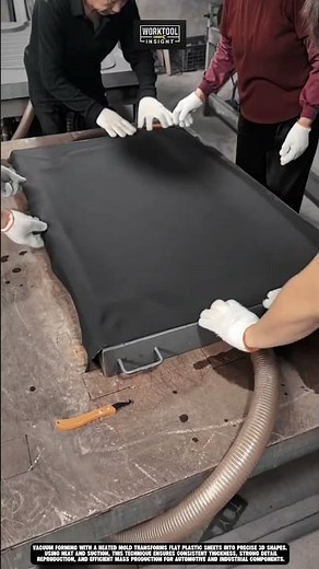 Vacuum forming heated mold to shape plastic sheets