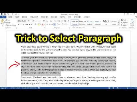 Trick to Select Entire Paragraph In MS Word