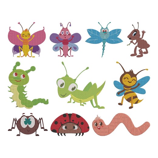 Insect Cartoon Bee Embroidery Design, Cartoon Bug Ladybug Machine Embroidery File, 10 Design, 5 Size, Instant Download - Etsy Australia