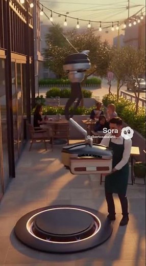 Future Restaurant System | Flying Cable Robots Deliver Food Across the City