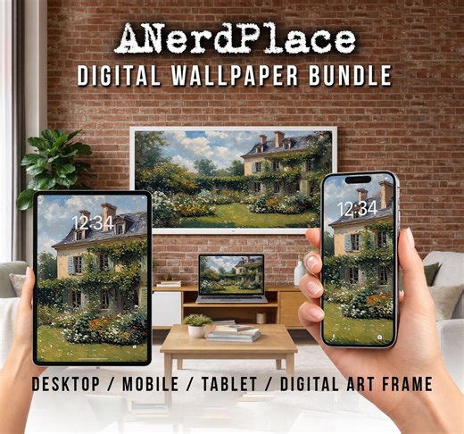 Spring Country House Fine Art Scenery Desktop Wallpaper, MacBook Wallpaper, Phone and Tablet Background Oil Paint - Etsy UK