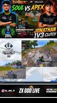 JONATHAN 1V3 CLUTCH😱SOUL VS APEX GAMING🥶 #jonathan #goblin #apexgaming #soul #bgmi #pubg #shorts