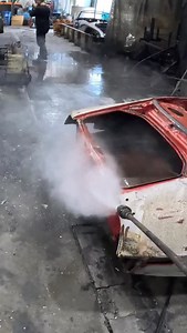 Pressure washing the paint off this 1980 Pontiac firebird after a chemical paint removal dip. Man that red paint is some tough stuff! Have to put it in for another dip. Probably going to sand on it a little bit to get under that paint and help the chemical out. #pontiac #firebird #transam #classiccars #restoration #satisfying #automotive #oddlysatisfying | Minute_of_dangle