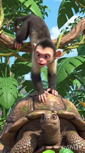 Slow Turtle Saved the Monkey 😱🐢#shorts #cartoon #animalstory