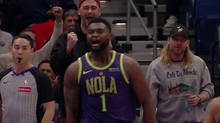 Slo-mo angles of massive Zion Williamson 360° windmill dunk!