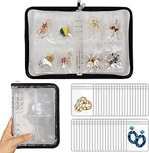 Amazon.com: LingLingo Earring Organizer Case Travel Jewelry Organizer Transparent Jewelry Storage Book for Necklace Bracelet Ring Holder with Small Clear Zippered Pouch : Clothing, Shoes & Jewelry