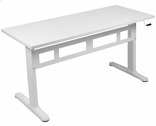 White Manual Height Adjustable Sit-Stand Desk with Tabletop