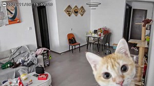 Cat curiously interacts with CCTV camera in Zhejiang, China