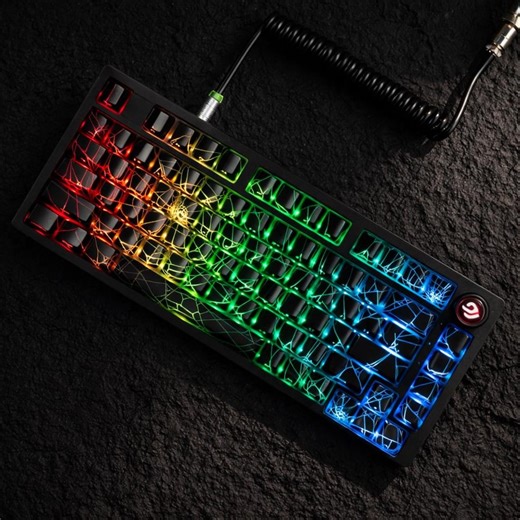 Keycaps Spider Web XVX 118 Keys – OEM Profile, RGB Backlighting, Black Gaming Mechanical Keyboard (Keycaps Only)