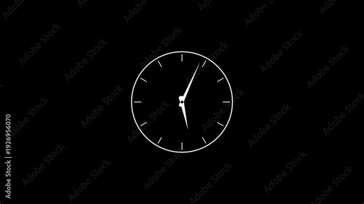 clock icon with moving arrows in 12-hour loop. Wall on clock go fast and speed up time. Concept of time, deadline. Looped video. 4K video.