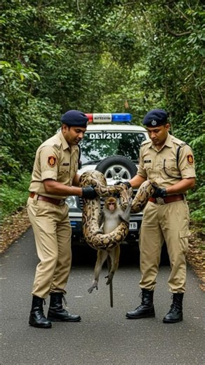 Officers Rescue Monkey From Giant Python