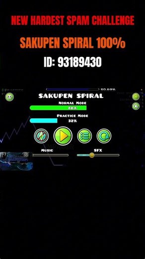 UNKNOWMYT NEW HARDEST SPAM CHALLENGE (Sakupen spiral by Skylar06uwu) #geometrydash