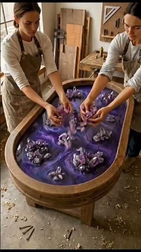 How to Make a Luxury Amethyst Crystal & Purple Resin Table #resinart #diy
