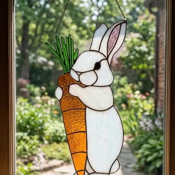 Easter Bunny Stained Glass Pattern, Suncatcher DIY, Beginner Spring Window Decor (PDF Pattern) - Etsy