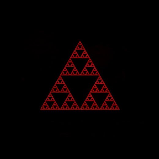 Diffraction pattern of the Sierpinski triangle fractal, which contains more Sierpinski triangles