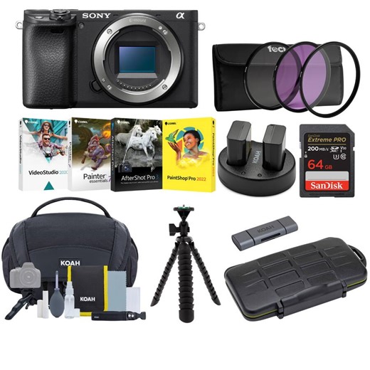 Sony a6400 Mirrorless Digital Camera (Body Only) with Software Suite Bundle Black ILCE6400B-KT1