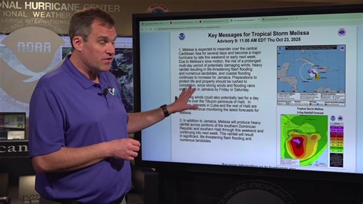 National Hurricane Center Director Dr. Michael Brennan provides a LIVE update Tropical Storm #Melissa. The Atlantic hurricane season continues until November 30. Follow us on social media to get the latest updates! Stay tuned for posts during tropical events and LIVE updates on Facebook, YouTube, and Instagram. Facebook & YouTube - @ NOAA/NWS National Hurricane Center Instagram - @ nwsnhc_hurricanes X - @ NWSNHC For more detailed forecasts and text updates, visit Hurricanes.gov. ****************