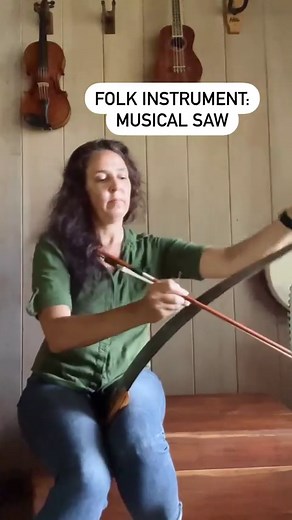 The Musical Saw is a folk instrument also known as a singing saw. It’s just a regular hand saw played with a fiddle bow. #musicalsaw #singingsaw #somewhereovertherainbow #unusualinstruments #folkmusic | Molly Whuppie Music