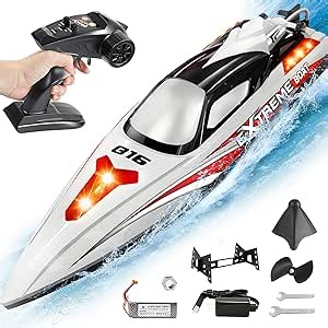 BEZGAR RC Boat, 18 inch Big Brushless Remote Control Boat for Adults and Kids, 55 KPH Large Fast RC Speed Boats with 2500mAh Battery, Ideal Waterproof Toy Boats for Lakes - HJ816 Gray